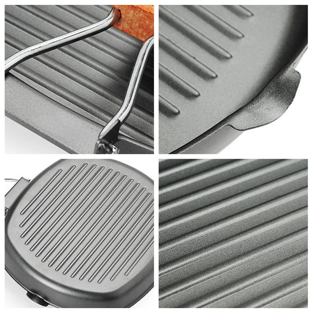 Large Nonstick Grilling Pans Foldable Dish Pans Steak Pans Refined Iron Texture Suitable for Stovetops Easy Cooking