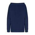 thumbnail image 5 of Qulqfy Blue Long Sleeve Tops for Women Going Out Off Shoulder Sweatshirts Drawstring Officewear Dressy Casual Shirts for Women, 5 of 7