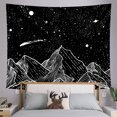 thumbnail image 5 of Tapiz de noche estrellada, tapiz de montaña, tapiz de estrella lunar, tapiz blanco y negro, dormitorio, sala de estar, 5 of 5