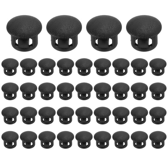 Uxcell 8mm/5/16" Plastic Hole Plugs, Flush Type Round Plug Snap in Locking Screw Hole Covers Black 40 Pcs