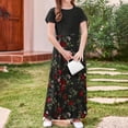 thumbnail image 5 of OGLCCG Girls Dress Short Sleeve Casual Holiday Modest Long Maxi Dress with Pockets Floral Printed Summer T-Shirt Dress for 4-14 Years, 5 of 6