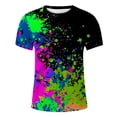thumbnail image 3 of Mens Spring Autumn All Print Short Sleeve Round Neck T Shirt Floral Trend Bottoming Shirt Tops Clothes, 3 of 4