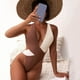 thumbnail image 2 of Gibobby Trajes de Baño Mujer Completo Traje de baño Monokinis para mujer Traje de baño Bikini Traje de baño Monokinis a juego con costuras de color(Café,G), 2 of 5