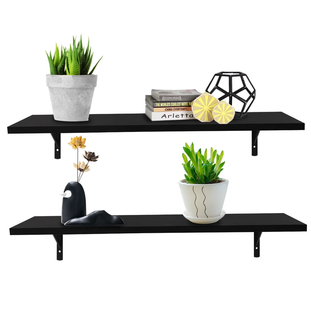 Kepooman 2 Display Ledge Shelf, Floating Shelves Wall Mounted with Bracket, Black Kepooman 2 Display Ledge Shelf, Floating Shelves Wall Mounted with Bracket, Black