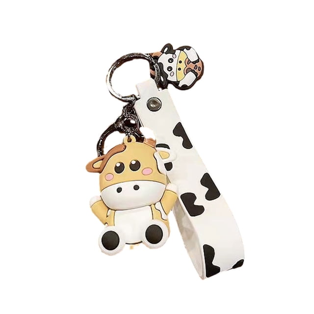 Guardurnaity Gel de sílice lindo 3D pequeña vaca decoración segura y elegante correa de muñeca para llave de coche amarillo Type3 NO3