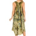 thumbnail image 2 of Sakkas Magy Women's Casual Summer Sleeveless Loose Tank Dress Tie-dye Floral Print - Olive - One Size, 2 of 5