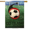 "One Soccer ""Go Team"" Sports Banner House Flag with Inflatable Ball 28"" X 40"""