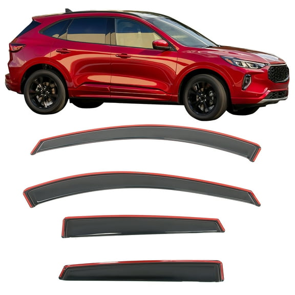 Ikon Motorsports In-Channel Window Visors for 2020-2025 Ford Escape Acrylic Smoke Side Guard Rain Sun Vent Shade Deflectors 4PCS
