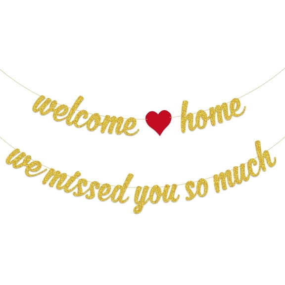 Welcome Home Banner and We Missed You So Much Banner for Homecoming, Military Return Party Decorations(Pre-Strung)