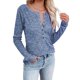 thumbnail image 1 of Blusa azul de cuello redondo y manga larga para mujer con botones - Casual y elegante XXL, 1 of 5