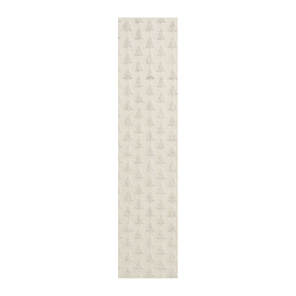 Christmas Embroidery 3D Table Flag for Holiday Party Decor, 36.6x13 Inches, Beige Color