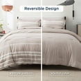 thumbnail image 3 of U by Bedsure Bed in a Bag King Size 7 Pieces, Light Camel White Striped Bedding Comforter Sets All Season Bed Set, 2 Pillow Shams, Flat Sheet, Fitted Sheet and 2 Pillowcases, 3 of 7