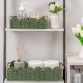 thumbnail image 4 of Toilet Paper Storage Basket Scalloped Edge Home Decor Green Basket, Living Room Cozy Decor, Paper Rope Small Baskets for Over Toilet Storage Shelf, End Table, Shelves, with 2 Wooden Handles, 4 of 7