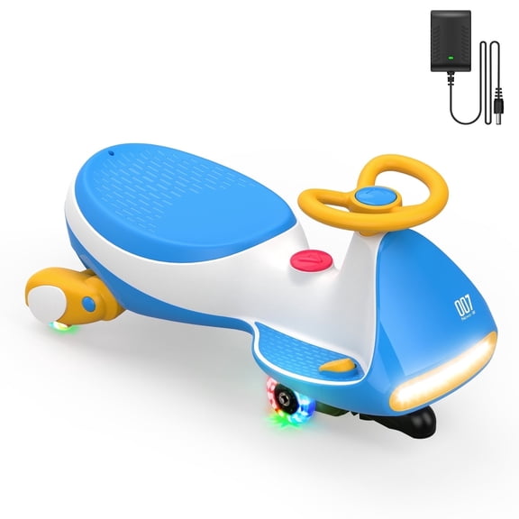 FanttikRide N7 Pro Electric Wiggle Car, Rechargeable Battery, 2-Speed, Anti-Rollover, Flashing Wheels, Bluetooth, for Ages 3 , 150 lbs, Sailor blue