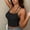 Black, variant on Women's Bra Double Strap Halter Lace Camisole Square Neck Built‑in Padded Wireless Bralette Adjustable Dual Thin Straps Soft Stretchy Breathable Fabric