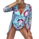 thumbnail image 1 of MKLEKYY Trajes De Baño Mujer Women Floral Print Swimsuits Deep V Neck Swimwear Women 2 Bathing Suit Sexy Monokini Suits Summer Wear Beach Cover Ups, 1 of 6