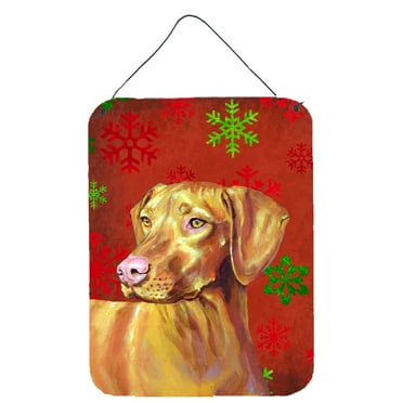 Carolines Treasures LH9325DS1216 Vizsla Red and Green Snowflakes Holiday Christmas Wall or Door Hanging Prints 12WX16H