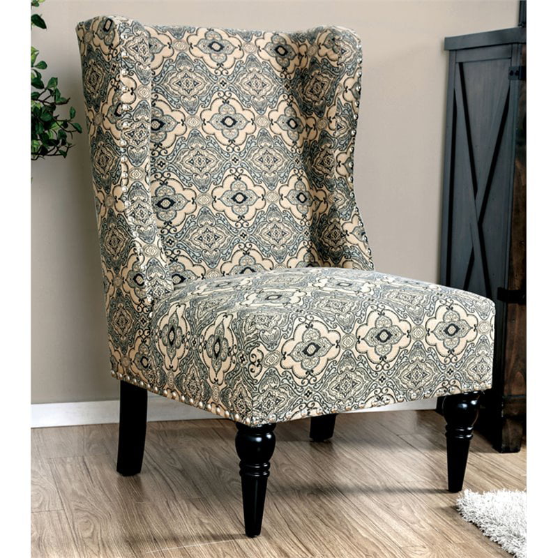 Furniture of America Lysa Fabric Wingback Accent Chair in Floral ...