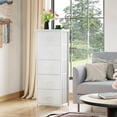 thumbnail image 4 of Eunos White Tall Dresser for bedroom, 5 Vertical Fabric Drawers Nightstand, Living Room Hallway, 4 of 7