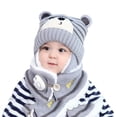 thumbnail image 1 of Gorro de invierno para bebé, bufanda cálida de invierno para niño pequeño, calentador de cuello, lindo conjunto de gorro y bufanda de punto, gorro con orejeras para bebé con bufanda, 1 of 4