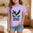 thumbnail image 2 of mgoYE Girls Boy's 4th of July Independence Day T-Shirt Summer 1776 USA America Memorial Day Graphic Tees Tops 250th Anniversary USA Flag Shirt Girls(Purple,5-6 Years), 2 of 5