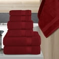thumbnail image 2 of Bath Towels Set 6-Piece Original Turkish Cotton Soft, Absorbent and Premium Towel for Bathroom, Burgundy, 2 of 7