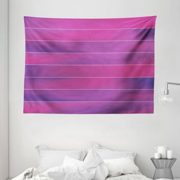 Hot Pink Tapestry, Horizontal Color Bands Stripes with Fluorescent Effect and Soft Transitions Print, Wall Hanging for Bedroom Living Room Dorm Decor, 80W X 60L Inches, Pink Violet, by Ambesonne