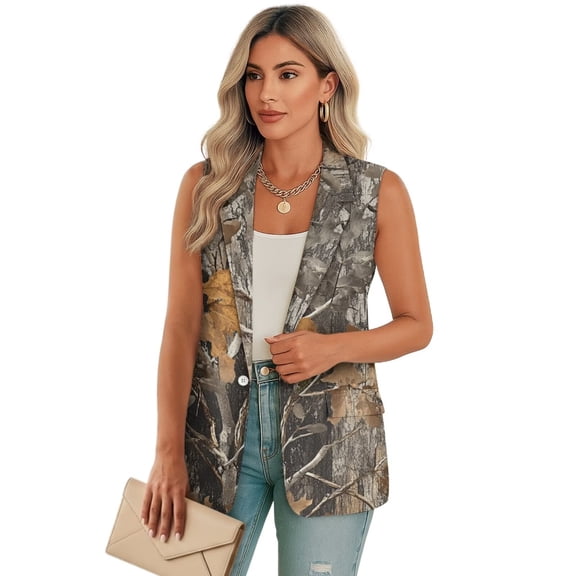 Uorisanigo Dried Branch Women's Jacket Vest Sleeveless Lightweight Women's Suit Vest with Pockets Open Front Waistcoat Vests Fashion Size S