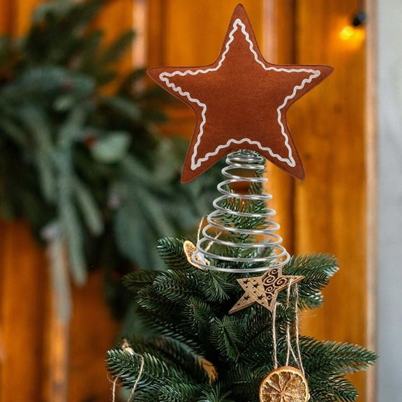 InsCrazy Christmas Star Velvet Tree Topper with Holders 11.4in/29cm Farmhouse Holiday Decoration Xmas Tree Top Ornaments for Party Indoor Christmas Decorations
