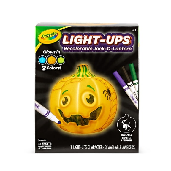 Crayola Light-Ups - Jack-O-Lantern, Light Up Pumpkin, Reusable Coloring Toy, Glow In The Dark, Halloween Gift, Ages 4, 5, 6, 7