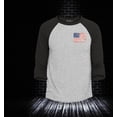 thumbnail image 2 of Shop4Ever Men's Distressed American Flag Pocket Size USA Patriotic 4th of July  Raglan Baseball Shirt Medium Heather Grey/Black, 2 of 4