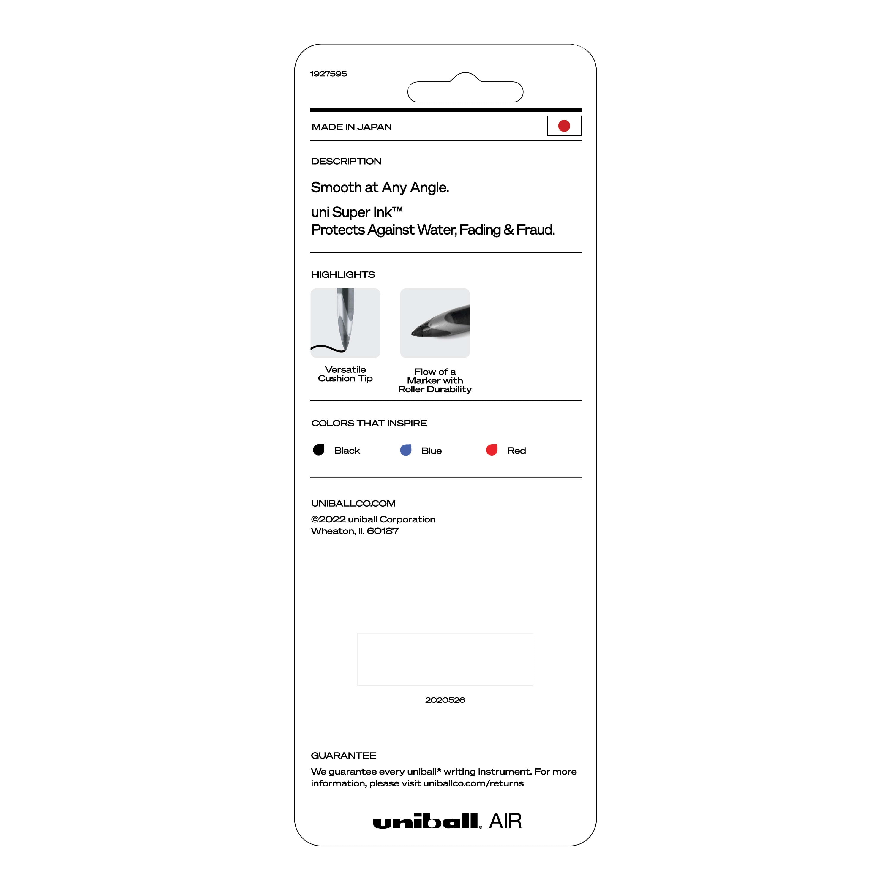 Uniball Air Porous Point Pens, Medium Point (0.7mm), Assorted Ink, 3