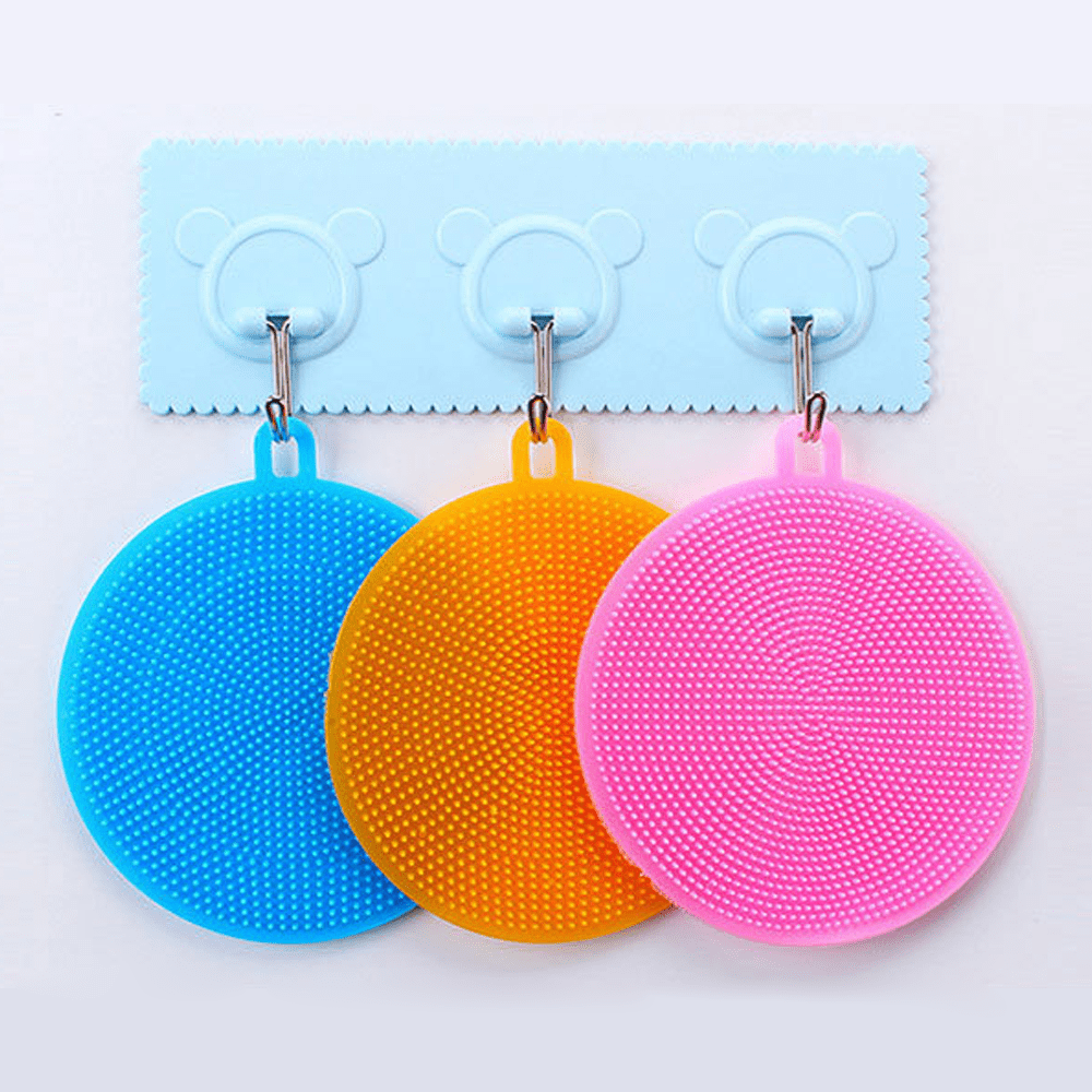 Meitianfacai Silicone Dish Scrubber, Silicone Sponge Dish Brush Reusable Rubber Sponges Dishwasher Safe and Dry Fast for Kitchen Dish Dishes Fruits