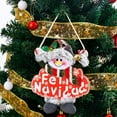 thumbnail image 1 of Adorno del árbol de Navidad con muñeco de nieve de ciervo con Papá Noel - Colgante de decoración navideña de 20x16x1,5cm para la decoración del hogar, centro comercial u hotel, 1 of 6