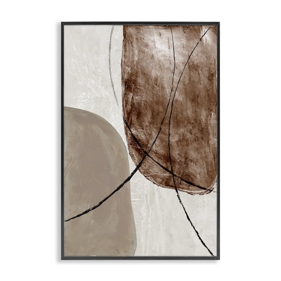 Stupell Industries Taupe & Brown Abstract Black Framed Giclee Art, design by Merri Pattinian