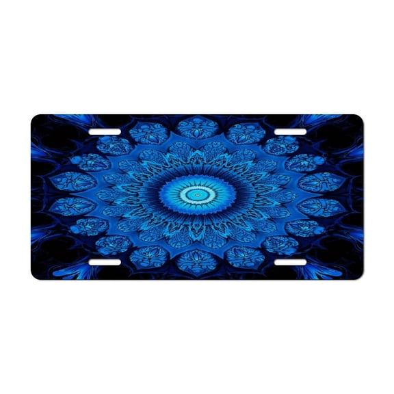 Blue Mandala Floral Art-1 License Plate Lightweight Aluminum Automotive Decoration Vanity Tag for Front Back Car 12x6 Inch