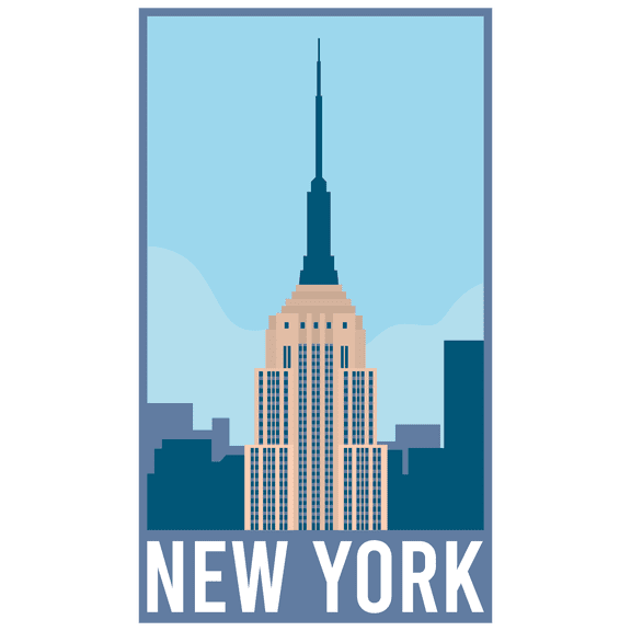 Multicolored 20" x 34" Empire State Building Vinyl Decoration New York Lettering Design Removable Home Bedroom Famous City Landmark Living Room Wall Decal Sticker