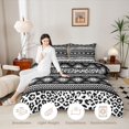 thumbnail image 3 of Erosebridal Hippie Aztec Full Size Comforter Sets, White Black Cheetah Print Bedding Sets, Black Reversible 3-Piece, 1 Comforter and 2 Pillowcases, 3 of 6