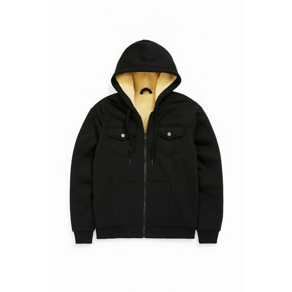 BenBen Men Hoodies Sherpa Full Zip With Pockets Soft & Cozy