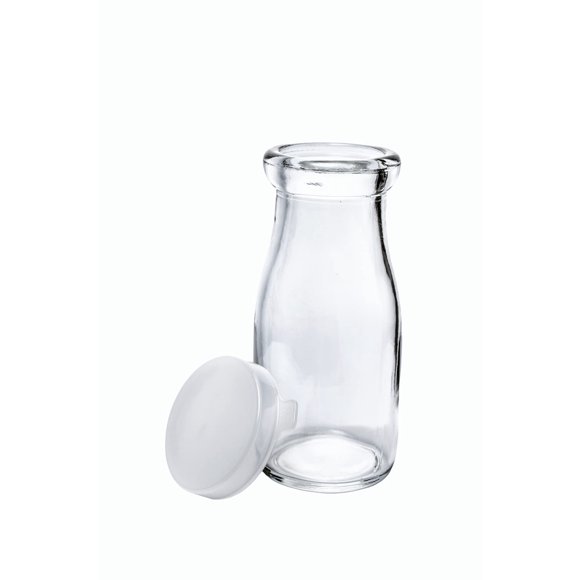 Old Fashioned Heavy Glass Half Pint Milk Bottle, Decanter Cream Server. With Lid (1 pack)