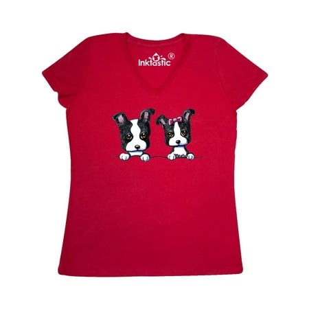 Boston Terriers (Dark Apparel) Women's V-Neck T-Shirt -