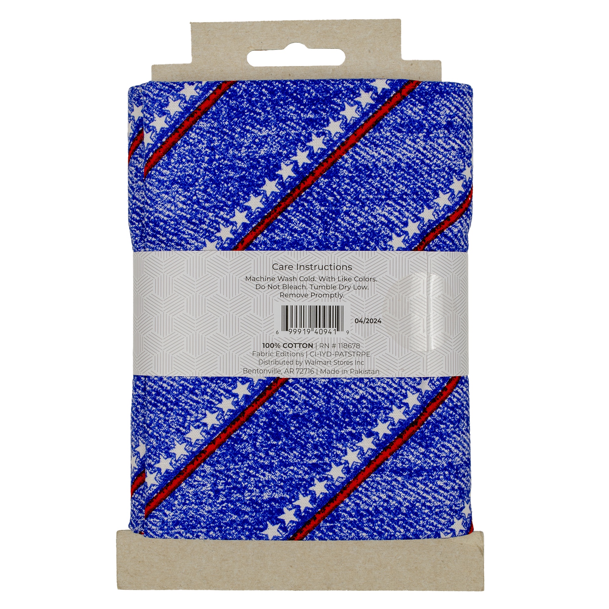 Fabric Editions 36" x 42" Cotton Patriotic Stripe 1 Yard Precut Sewing & Craft Fabric, Blue 1 Piece