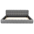 thumbnail image 4 of King Size Grounded Bed, Upholstered Platform Bed with Cloud Soft Headboard, Modern Low Profile Design Solid Wood Platform Bed, No Box Spring Needed, Gray, 4 of 8