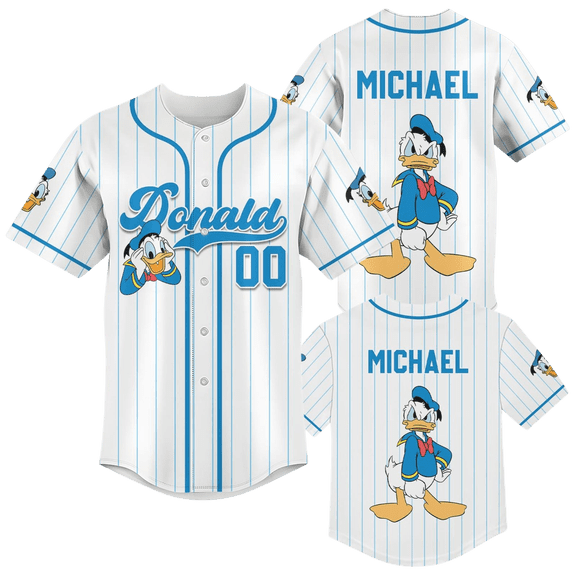 Donald Duck Baseball Jersey, Funny Disney Vacation Shirt for Him, Cartoon Fan Gift, Disney Jersey Kids Shirt, Gift For Kids