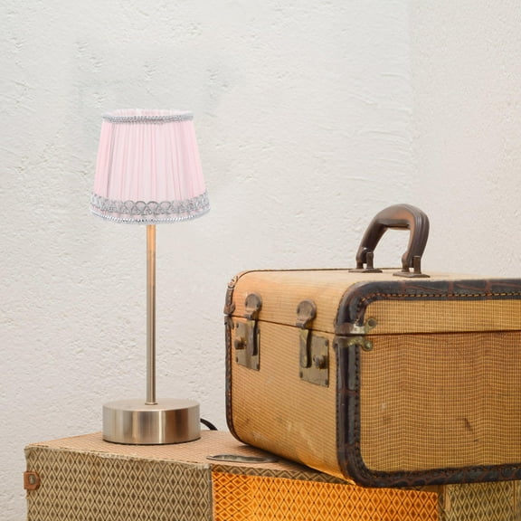 Raindrops Pink Pleated Lampshade in Chiffon Material for Small Table Lamps 5.7x4.7x4.3in