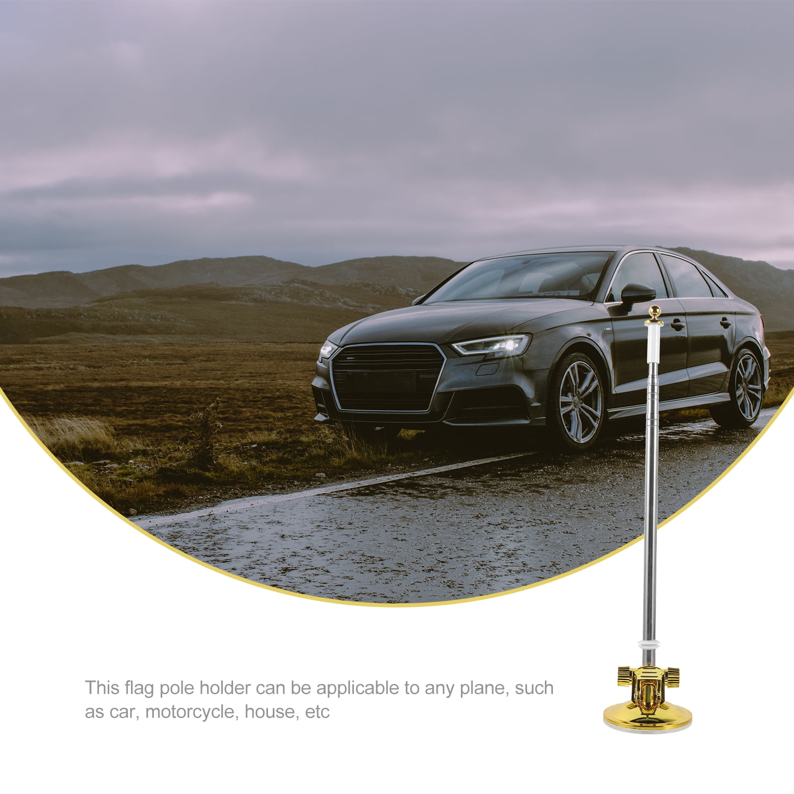 Masteelf 5pcs Outdoor Flag Pole Stand Durable Suction Cup Flagpole Stand Display Car Flag Mount Tool