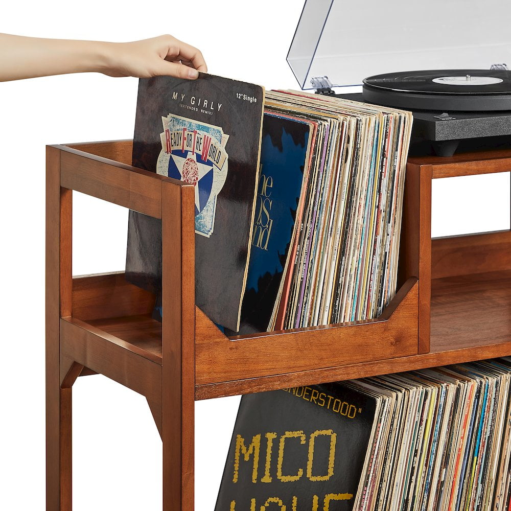 Crosley Furniture Asheville Mid-Century Modern Media Console Record Player Stand, Storage for Vinyl Records