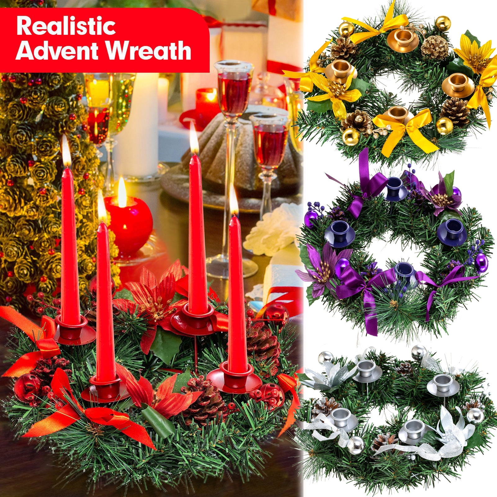 Religious Gifts Star Advent Wreath Candle Holder with Removable Baby Jesus Christ Christmas Decoration 