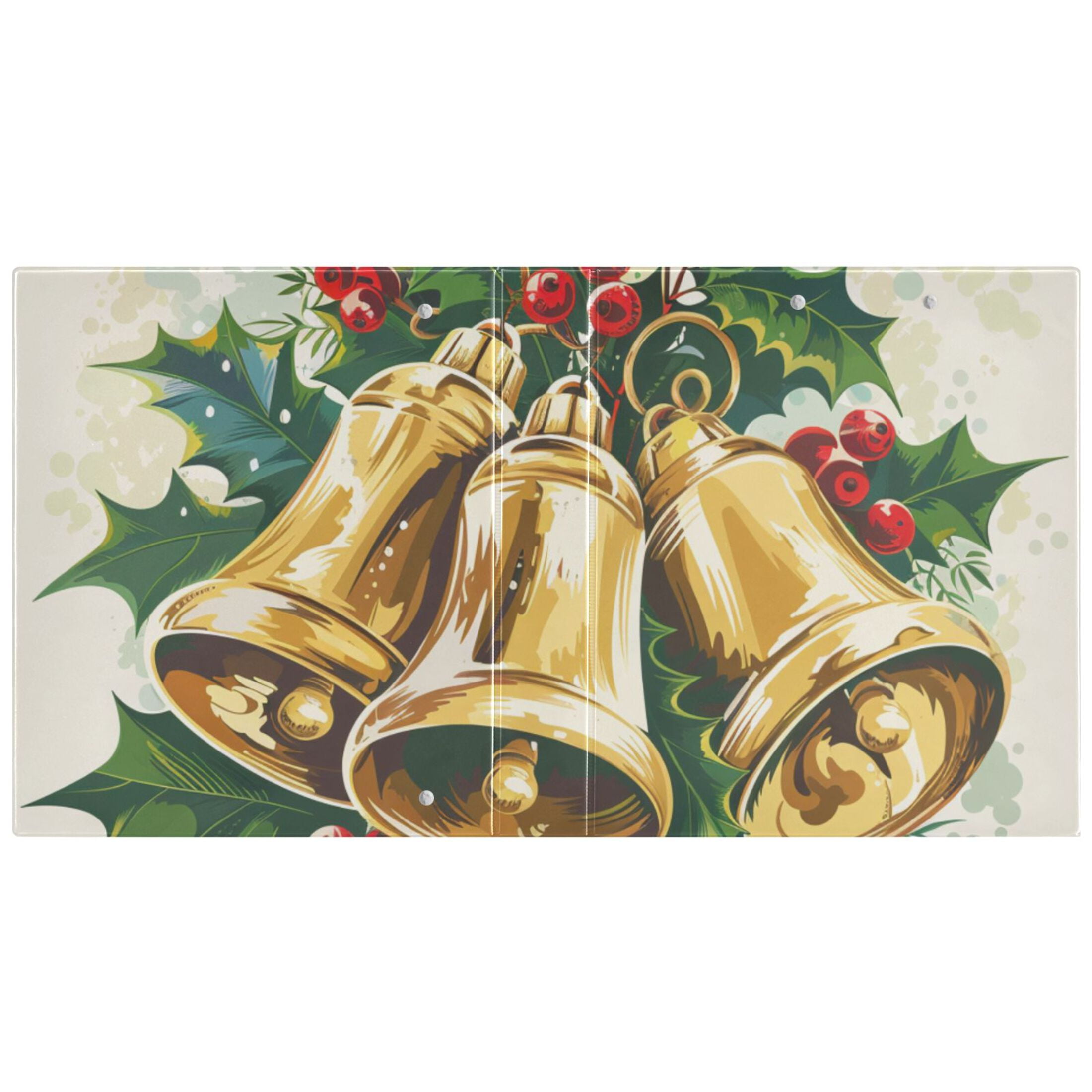 Christmas Bells Holly Berries 3 Ring Binders 1.5 inch Hardcover File Folders with Interior Pockets A4 Size Organizer for School Office Hospital Set of 2