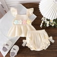 thumbnail image 2 of Wxirdiow Little Girls Clothes Newborn Baby Girl Summer Clothes Infant Girl Outfits Sleeveless Ruffle Top and Bloomers Shorts Set Beige Size,0-3 Months, 2 of 5